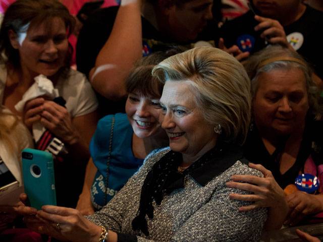 Hillary greets supporters