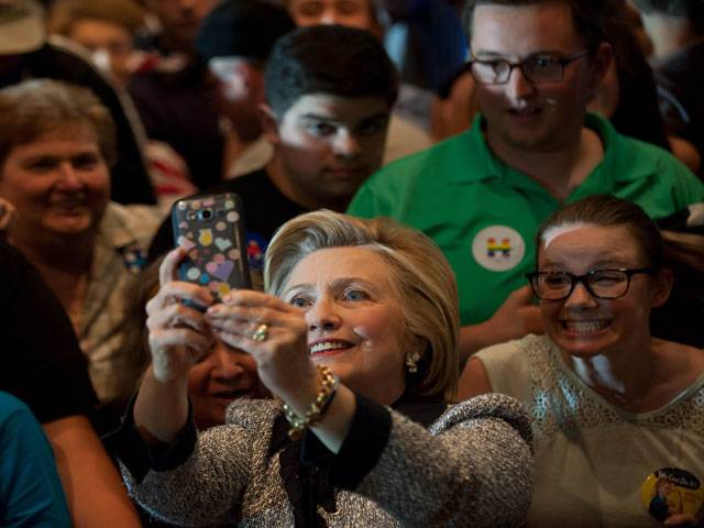 Hillary greets supporters