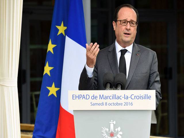 French President delivers a speech during the inauguration of a nursing care home 