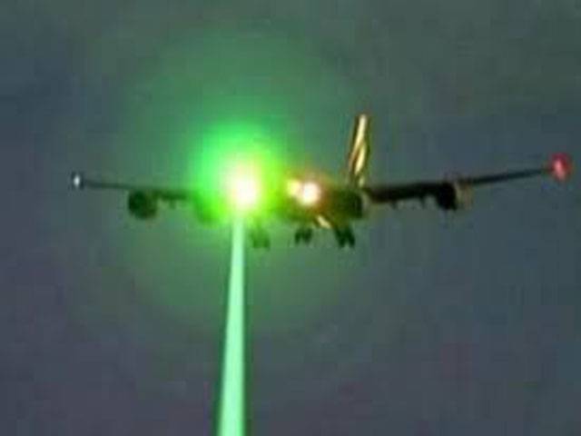 Plane hit by laser light