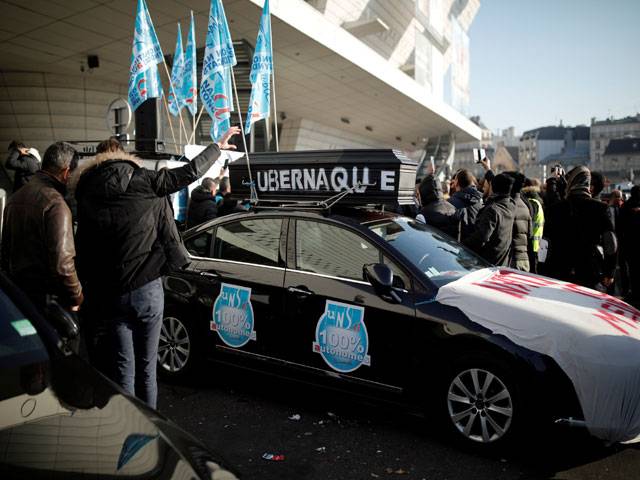 Transport car drivers demonstration to protest their working conditions in Paris
