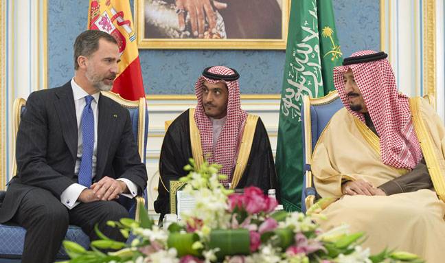 King Salman bin Abdulaziz meeting with Spanish King in Riyadh