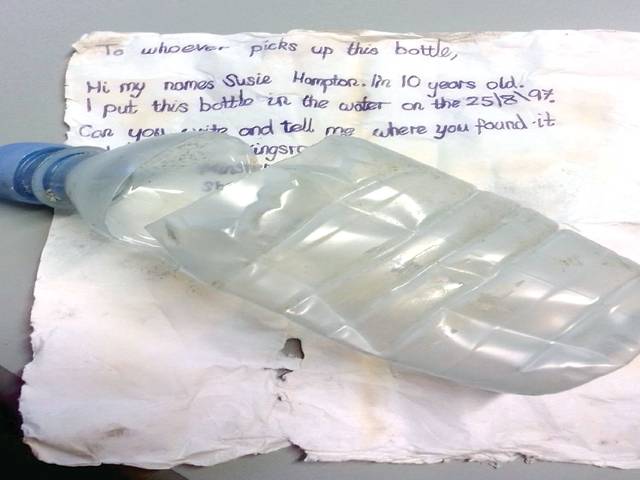 Letter in bottle survives 20 years 