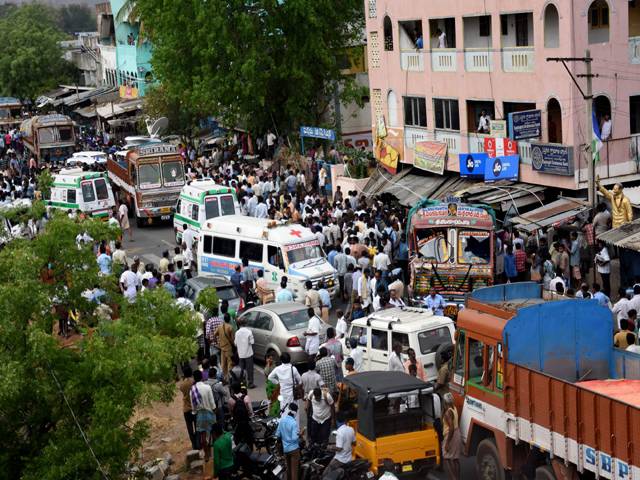 A lorry crashed into a crowded market in Andhra Pradesh