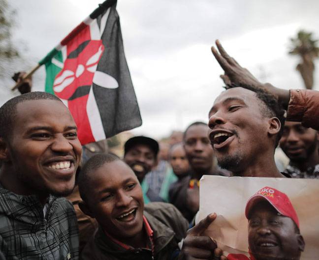 Supporters awaiting presidential election's result in Nairobi