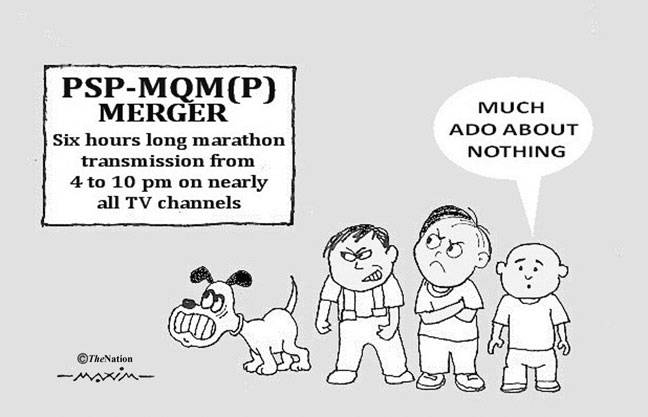 PSP-MQM(P) MERGER, Six hours long marathon transmission from 4 to 10pm on nearly all TV channel