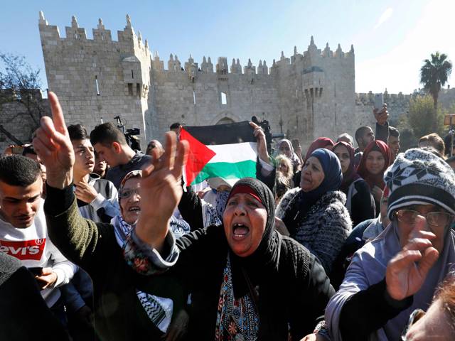  Palestinians protests at Damascus Gate in the Jerusalem's Old City