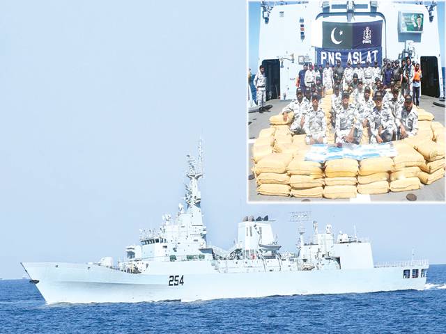 Navy seizes 5,000kg hashish from smugglers in Arabian Sea