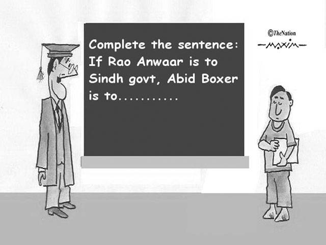 Complete the sentence : If Rao Anwaar is to Sindh govt, Abid Boxer is to........