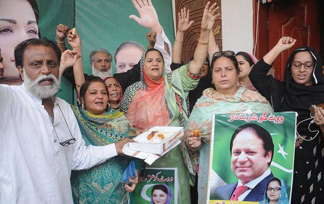 Jubilant supporters of Nawaz Sharif