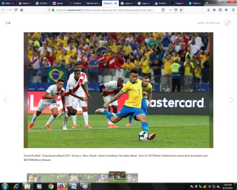 Classy Brazil crush Peru to reach Copa America last eight