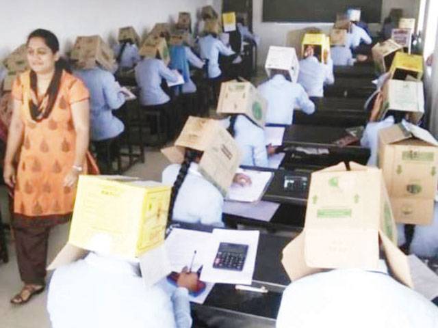 Apology after Indian students wear cardboard boxes for exams