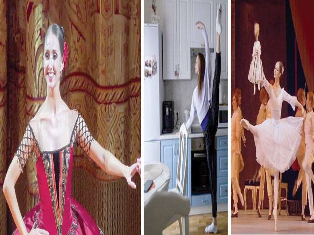Bolshoi ballet soloists limber up in lockdown