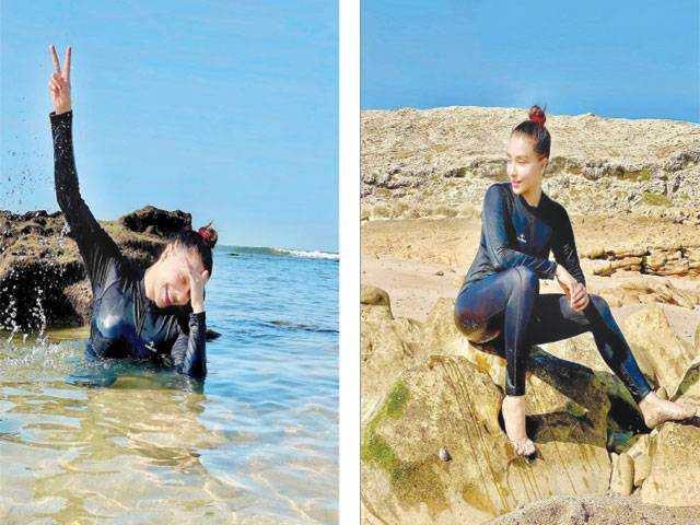 Maira Khan spotted enjoying while swimming