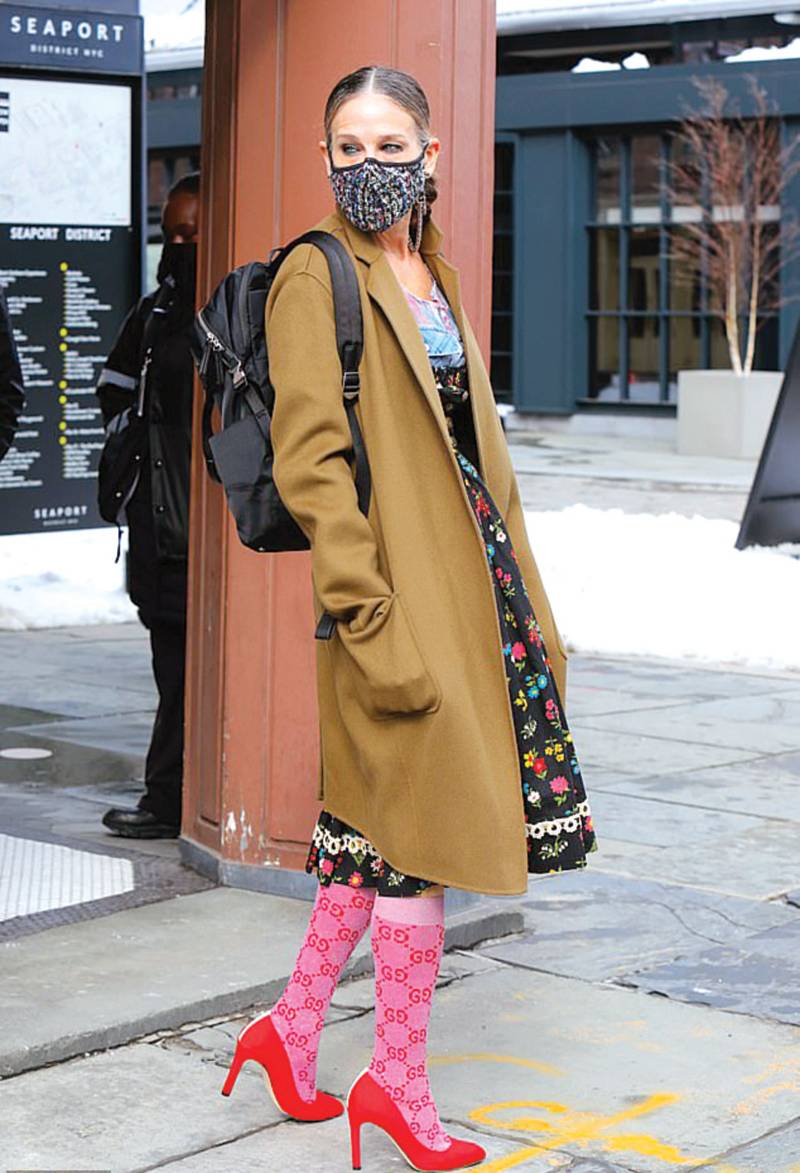 Sarah Jessica Parker spotted in $182 pink Gucci socks