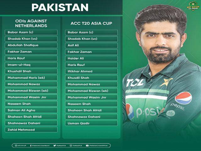Pakistan announce squads for Netherlands ODIs and Asia Cup