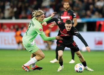 Leverkusen stay firmly on course with 2-0 win over Wolfsburg