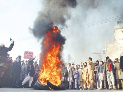 Protesters burn Zardari's effigy; urge govt to reverse decision