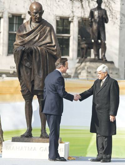 Gandhi statue unveiled near Churchill’s in London 