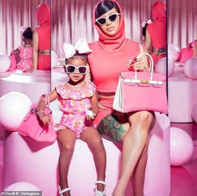 Cardi B twins with two-year-old daughter Kulture