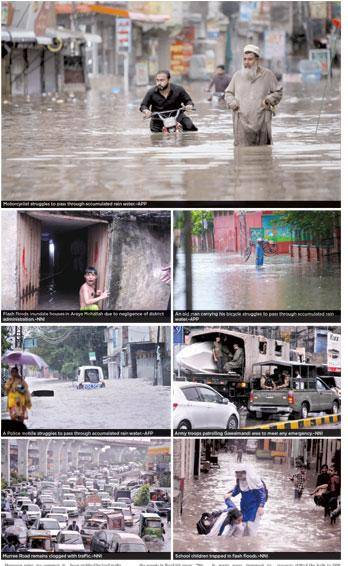 Rainwater inundates Rawalpindi areas